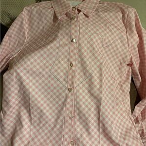 Pink Checkered women’s button down western shirt